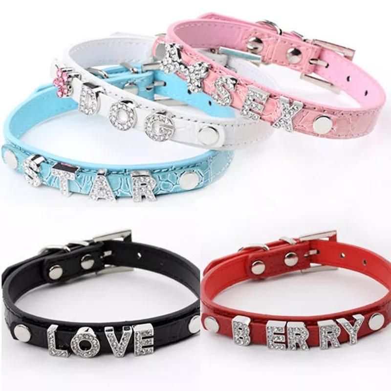 Amazon Hot Selling Bow Crown Pet Cat Collars Jeweled Genuine Leather Dogs Collar