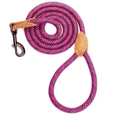 Dog Leash with Hand-Tailor Nylon Stitching Top-Layer Genuine Leather Node and Durable Clasp