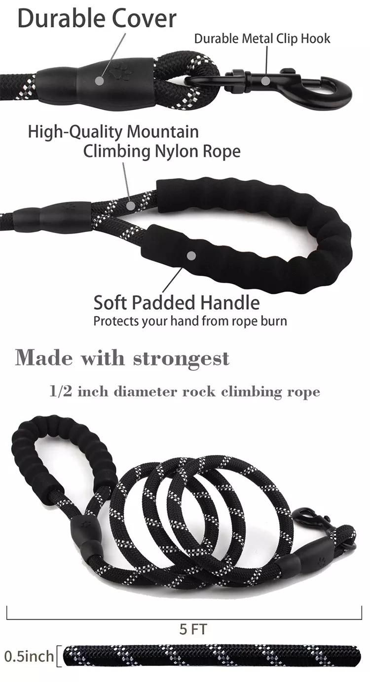 Amazon Hot Selling Heavy Duty Nylon Dog Leases Pet Leash Strap Reflective Dog Lead