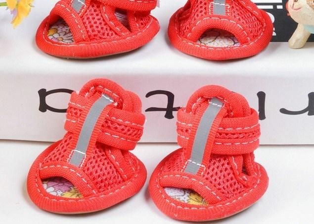 Summer Mesh Breathable Dog Shoes Sandals Non Slip Paw Protectors Reflective for Small Pet Dog Cat Puppy