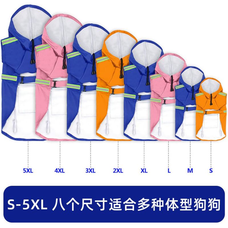 Pets Dog Raincoat Waterproof Reflective Rain Jacket with Hood