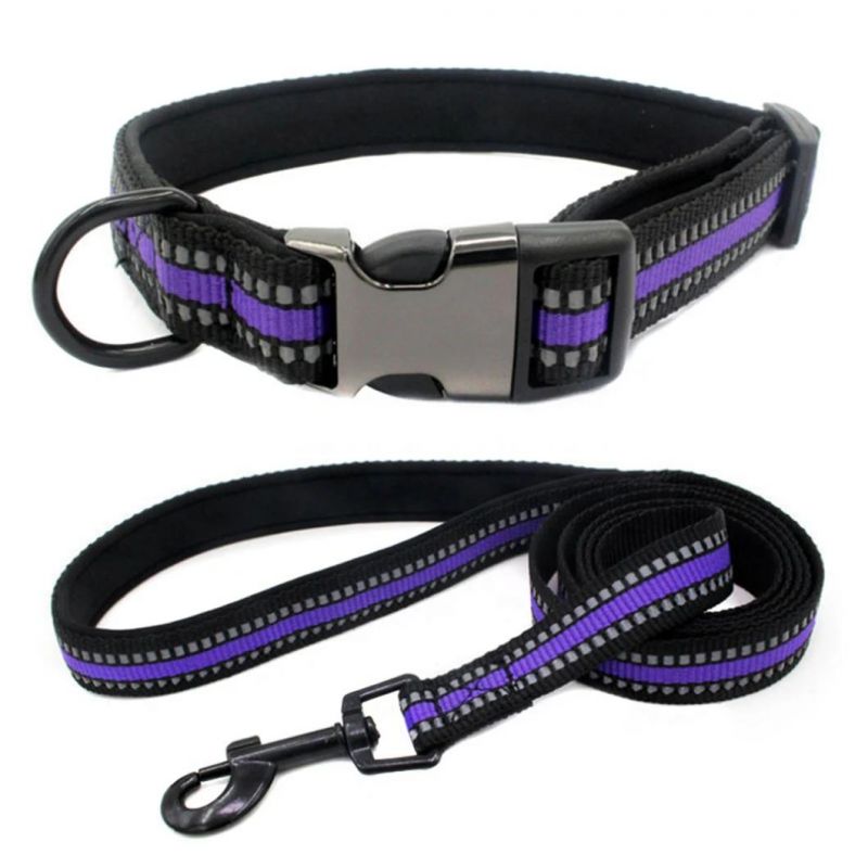 Strong Metal Buckle Dog Collar with Reflective Strips