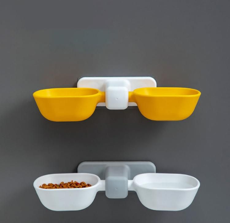 Sublimation Hanging Double Pet Feeder Dogs and Cats Food Bowl Raised with 2 Wall Mounted Acrylic Plastic Pet Bowl