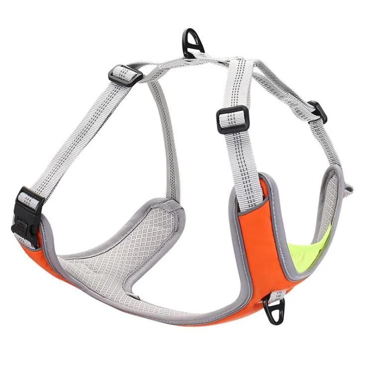 Amazon Hot Sale New Style Reflective Adjustable Nylon Mesh Padded Outdoor Hiking Dog Harness