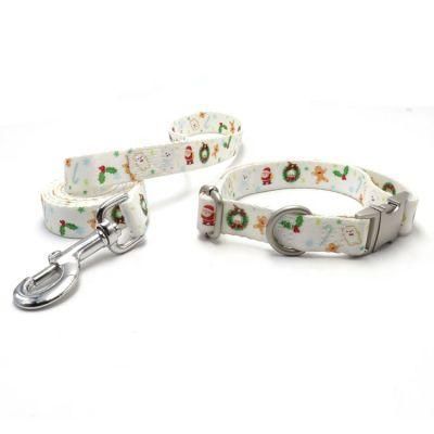 Custom High Quality Nylon Dog Leads Pattern Heat Transfer Print Sublimation Polyester Dog Collar and Leash