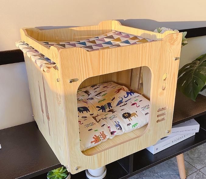 Wooden Pet Furniture Stackable Multifunctional Cat House