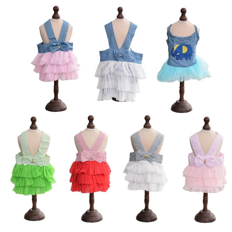 Pet Dog Cat Clothes Lace Tullle Dress Puppy Kitten Party Birthday Wedding Bowknot Dress