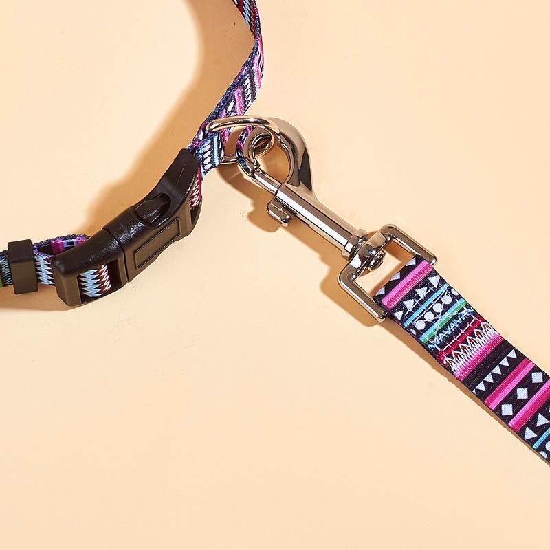 10 Colors Dog Collar Leash for Walking Training Luxury Polyester Pet Dog Cat Harness Set Custom Printed Dog Leash