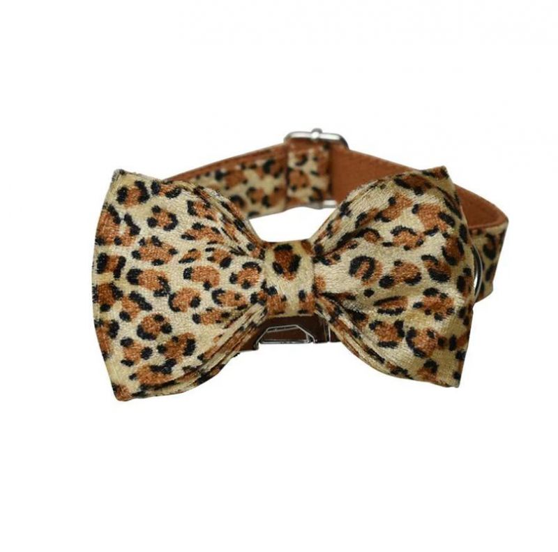Super Polyester Farbic Leopard Dog Collar with Metal Buckle