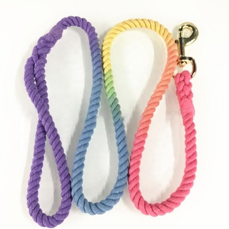 Cotton Dog Rope Leash Rainbow Color Handmade Ombre Rope Dog Leash