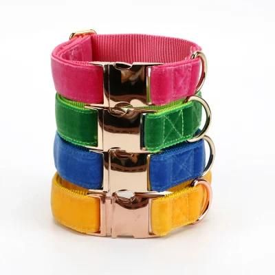 Four Color Choice Velvet Dog Collar and Leash