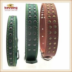 Two Colors Quality Pet Dog Cat Leather Collars for Small Medium Big Pets (KC0056)