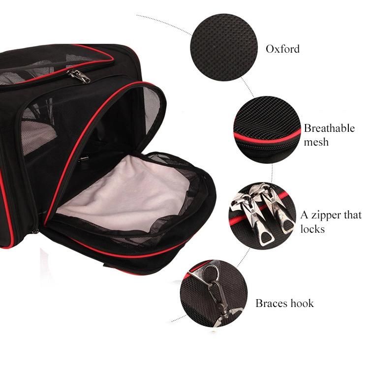 Portable Breathable Airline Approved Cat Carrier Tote Bag Expandable Cat Travel Carrier