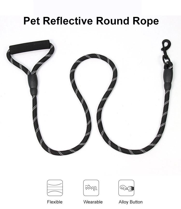 Heavy Duty Reflective Nylon Strong Durable Rope Dog Leash with Comfortable Padded Handle